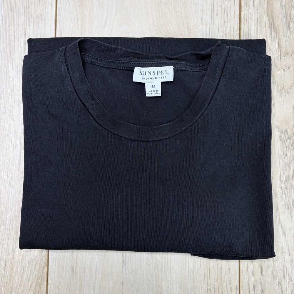 SUNSPEL England 1860 Classic Black Cotton T-Shirt Men's Medium Casual Pocket